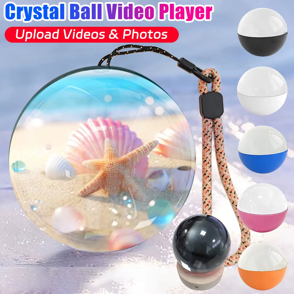 Crystal Ball Video Player with Base Upload Videos & Photos 3D Memory Orb Rechargeable Spherical Video Screen Xmas Birthday Gift