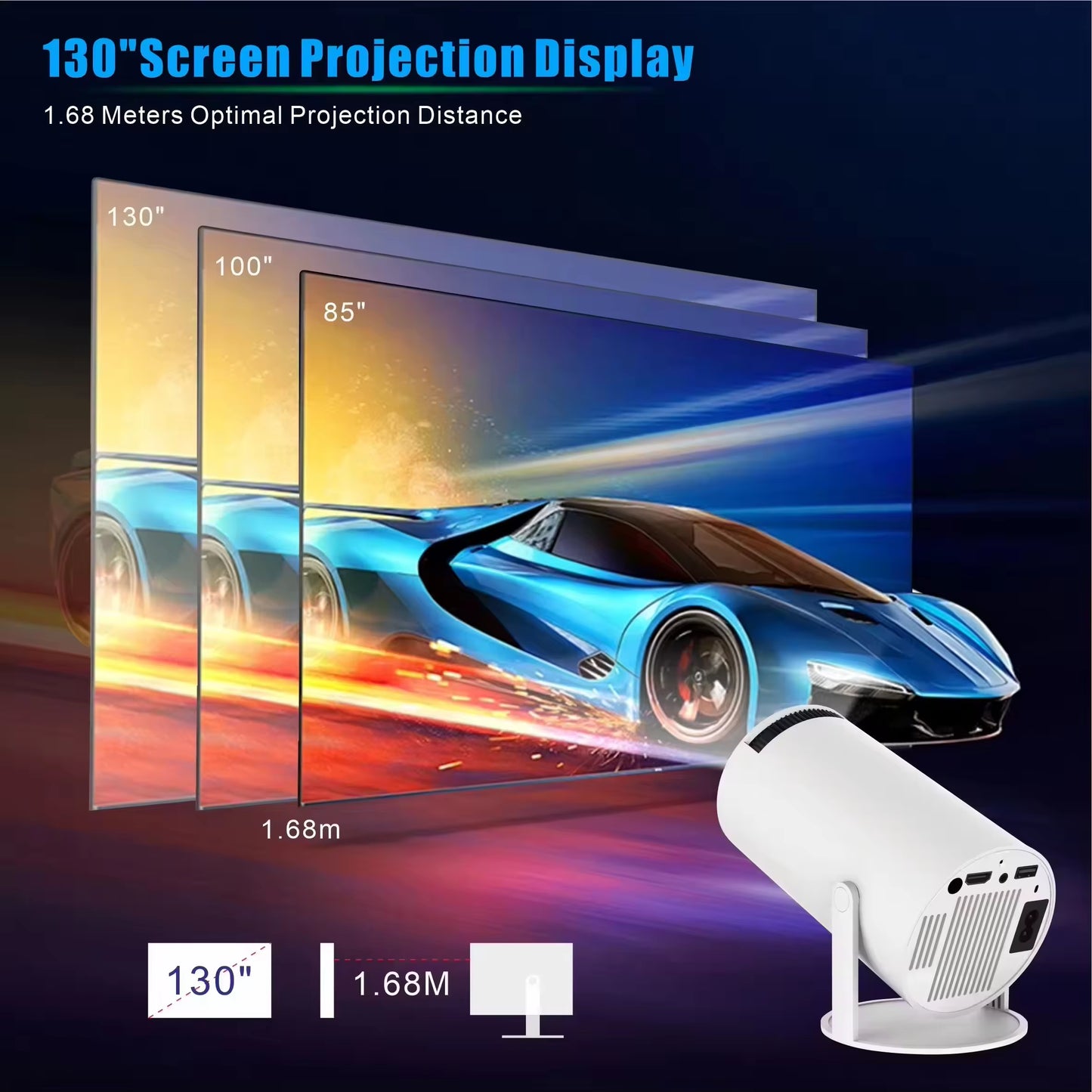 HY300 Projector Dual Wifi Smart Android 11 Mini Portable Pocket LCD Projector Hy300 4K Home Theater Projetor